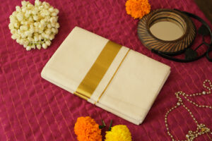 Handloom Kasavu Mundu with Golden Border for Men