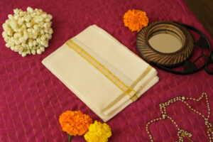 Kids Kerala Kasavu Mundu with Single Golden Border