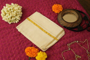 Kids Kerala Kasavu Mundu with Single Golden Border