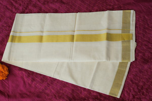 Handloom Kasavu Mundu with Golden Border for Men