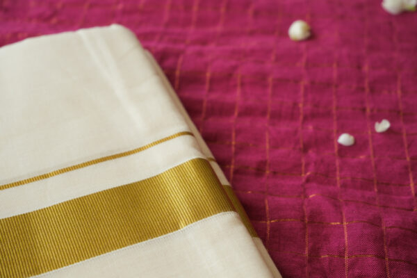 Handloom Kasavu Mundu with Golden Border for Men