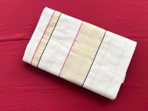 Handloom Saree -Golden Pink and  Green Stripes