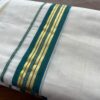 Handloom Kasavu Mundu for Men - Green Border