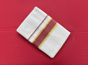 Handloom Kasavu Mundu for Men - Maroon Border