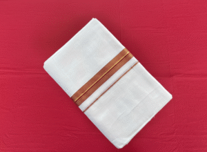 Handloom Kasavu Mundu for Men - Maroon Border